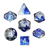 Polyhedral 7-Die Gemini Dice Set - Blue-Steel with White