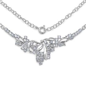 2.90 Carat Genuine Tanzanite and Diamond .925 Silver Necklace by JewelzDirect