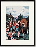 Black Framed/Matted Print 17x23, Fistfight Interrupts Game