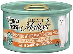 Fancy Feast Gourmet Cat Food, Shredded Chicken Fare in Broth with Garden Greens, 3-Ounce Cans (Pack of 24)