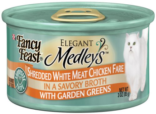 Fancy Feast Gourmet Cat Food Shredded Chicken Fare in Broth With Garden Greens, 3-Ounce... by Fancy Feast