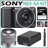Sony Alpha NEX5 BLACK 14.2MP HD Digital Camera in Black with Sony SEL1855 1 ....