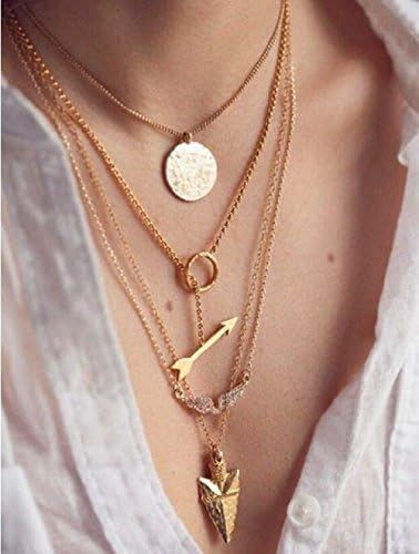 New Charm Jewelry Multilayer Choker Chunky Statement Bib Pendant Chain Arrow Necklace