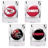 NFL Kansas City Chiefs Four Piece Square Shot Glass Set (Individual Logos)