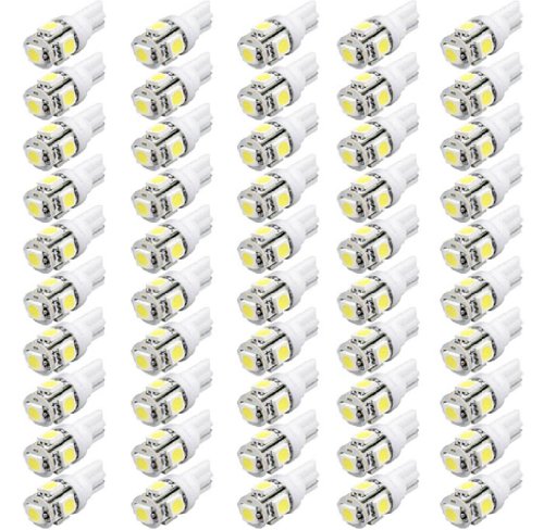 Sannysis(TM) 50PC Useful T10 Wedge 5-SMD 5050 Xenon LED Light bulbs 192 168 194 W5W 2825 158