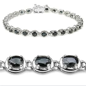 6.75 Carat Genuine Blue Sapphire .925 Silver Bracelet by JewelzDirect