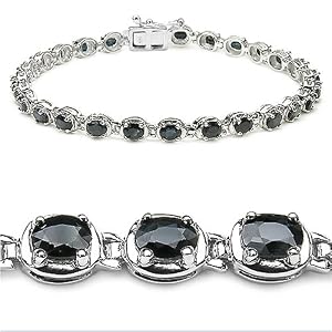 6.75 Carat Genuine Blue Sapphire .925 Silver Bracelet by