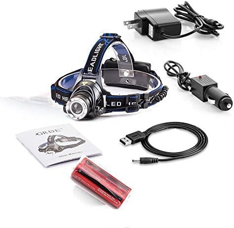 broad®zoomable 3 Modes 1800 Lumens Cree XML T6 Led Outdoor Headlamp /Headlight Flashlights for Camping Biking Working Hunting Fishing Riding Walking ;Head Light with 2 Rechargeable 18650 Batteries