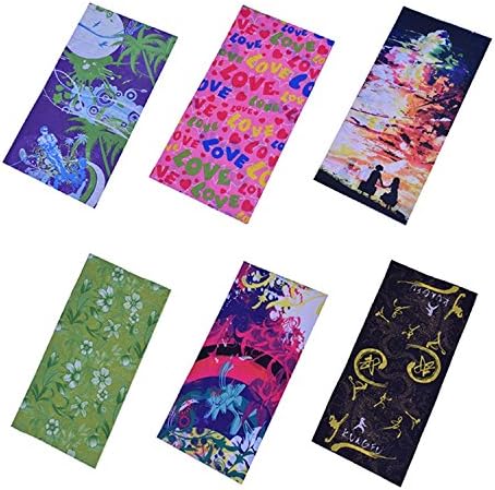BNSE 6pcs Magic Headband Assorted Seamless Sport Bandanna Headwrap Scarf Wrap, 12 in 1 Outdoor Mask ,Bandana, Neck Gaiter, Balaclava, Helmet Liner ,Hair Accessories Set 8