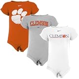 Nike Clemson Tigers Infant Orange, Ash & White 3-Pack Romper Set