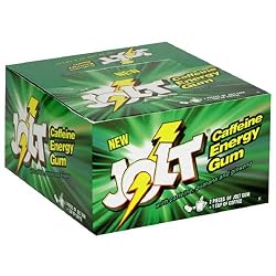 Jolt Caffeine Energy Gum, Spearmint, 12-Count Boxes (Pack of 2)