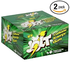 Jolt Caffeine Energy Gum, Spearmint, 12-Count Boxes (Pack of 2) by Jolt