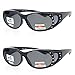 2 Pair Polarized Rhinestone Fit Over Wear Over Prescription Glasses Sunglasses - Black/Black