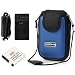 EZOPower Replacement Battery + Travel Charger Kit + Blue / Black Camera EVA Case for Canon PowerShot A2500, A2300, ELPH 115 HS, ELPH 130 HS, ELPH 320 HS, ELPH 110 HS Digital Camera (Compatible with NB-11L)