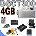 Sony Cybershot DSC-T300 10.1MP Digital Camera (Silver) with 5x Optical Zoom PLUS 4GB ProDUO Memory Stick - Extra Lithium Ion Battery - DSCT300 BigVALUEInc Accessory Saver Bundle + MORE