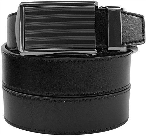 SlideBelts Men's Bar Striped Gunmetal Leather Belt - Custom Fit
