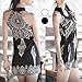 MAKIYO Women's totem pattern Floral Print mini Sleeveless dress Club Dance skirt (Black)