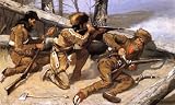 FRAMED oil paintings - Frederic Remington - 24 x 14 inches - A Brush with the Redskins