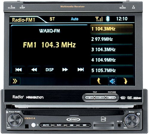 External hard drive:Jensen VM9414 Single DIN MultiMedia Receiver with 7-Inch Inch Flip Out Touch Screen, Integrated Navigation System
