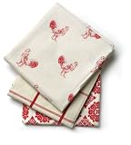 Mahogany Rooster Print 20 - Inch by 30 - Inch Kitchen Towels, Cotton, Set of 3, Red and Ivory - cod. B002WN1T30