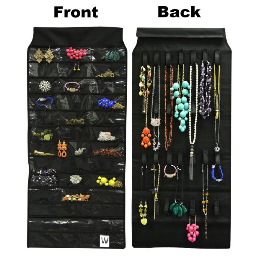 Wrapables® 39 Pocket Black Polyester Hanging Jewelry Organizer with 28 Holding Loops