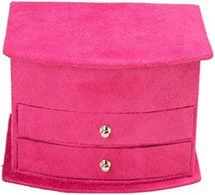 GEM WILL 3 Layers Lint Watch Jewerly Box Case with Drawers and Mirror for Travel Home Use Rose Red
