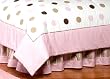 Pink and Brown Modern Polka Dots Queen Kids Childrens Bed Skirt by JoJo Designs
