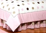 Pink and Brown Modern Polka Dots Queen Kids Childrens Bed Skirt by JoJo Des ....