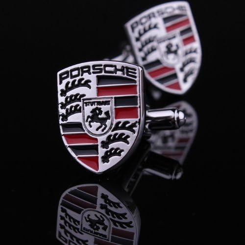 abanyan Car Logo Cufflinks (Sliver Porsche Logo Exotic Car Cuff links)