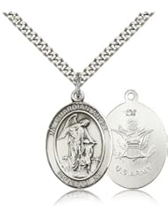 Guardian Angel Army Medal, Sterling Silver, Large, Quarter Size