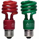 Globe 13-Watt Ultra-Mini Compact Fluorescent Spiral Bulb (60-Watt Incandescent Equivalent), Red and Green, 2-Pack #2340001