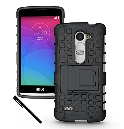 LG Leon LTE Case Cover Accessories - Tough Rugged Dual Layer Protective Case with Kickstand for LG Leon LTE / LG Leon C40 - Black