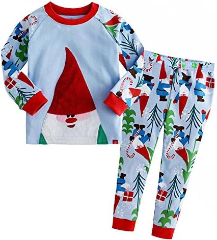 Buedvo Baby Boys Girls Christmas Outfits I Love Santa Print T-shirt Tops+Pants (0-2Years, Light Blue)
