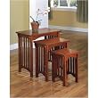 Set of 3 Mission Style Oak Finish Wood Occasional Nesting Side Table