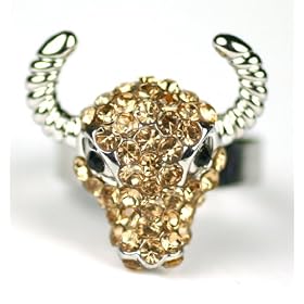 OMYGOD Topaz crystal cow with horns ring - adjustable size