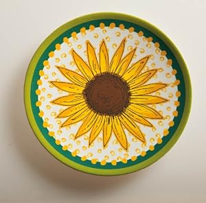 Eco Bamboo Round Salad Plate 2 Assorted, Sunflower Scape