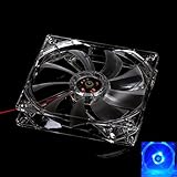 GOTD 8CM Blue LED Light CPU Cooling Fan Computer PC Clear Case Quad Heatsink