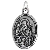 Sterling Silver St. Nicholas The Wonderworker (Santa Claus) Oval-shaped Medal, 7/8 (23mm) tall