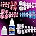 15 Style 180pcs Pre Design False Nail Toe Tips + 1pcs 3g Nail Glue for Fake Toenail Nail