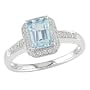10K White Gold 1/8 ctw Diamond (H-I, I1-I2) and Blue Topaz Ring