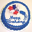 Red, White, and Blue Star Chocolate Decorated Cake Single Layer 8" Round