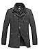 wantdo Men's Single Breasted Pea Coat Windproof Winter Coat Classic Notched Collar Jacket