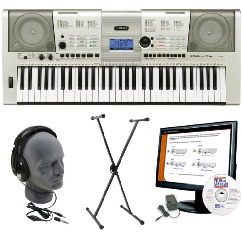 Yamaha YPT420 Portable Keyboard Pack with Stand - AC Adapter - Headphones - and Instructional Software product image