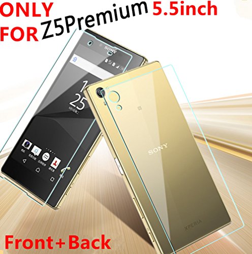 For Z5 Premium 5.5inch,DAYJOY Premium Tempered Glass Screen Protector film Cover 9H Hardness knife proof Water and Oil proof for SONY XPERIA Z5 Premium (1PC FRONT+1 PC BACK)