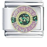 Las Vegas $20 Chip Italian Charms Bracelet Link