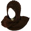 Winter Chunky Knit Hooded Scarf Pullover Headscarf Neckwarmer Hoodie Hat Brown