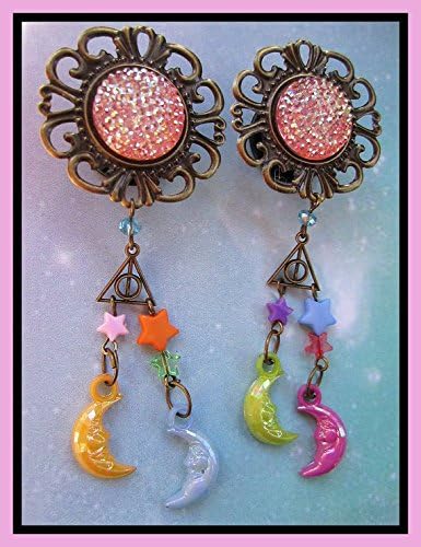 Colorful Deathly Hallows Symbol Harry Potter Inspired EAR PLUG Gauge Size 2g, 0g, 00g, 7/16, 1/2, 9/16, 5/8, 11/16" aka 6, 8, 10, 12, 14, 16, 18mm