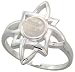 Sterling Silver Celtic Flower Ring, w/ Brilliant Cut Natural Moonstone Stones, 11/16" (18mm) wide, size 9