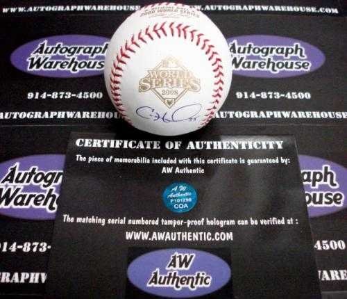 Cole Hamels Autographed/Hand Signed 2008 World Series Baseball (Philadelphia Phillies)
