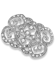 Geometric Art Deco Diamond Pin 14K White Gold Vintage Style Brooch (0.33ctw)